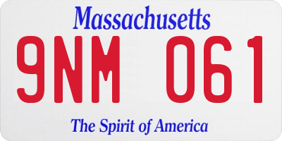 MA license plate 9NM061