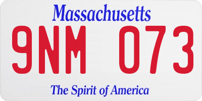 MA license plate 9NM073