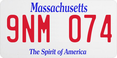 MA license plate 9NM074