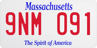 MA license plate 9NM091