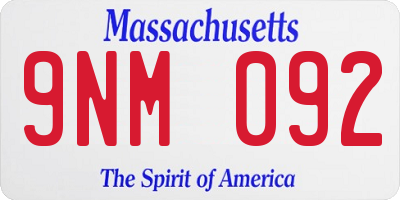 MA license plate 9NM092