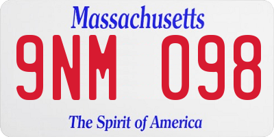 MA license plate 9NM098