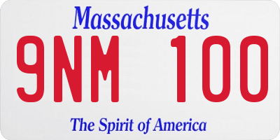 MA license plate 9NM100
