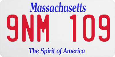 MA license plate 9NM109