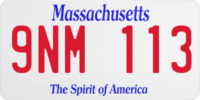 MA license plate 9NM113