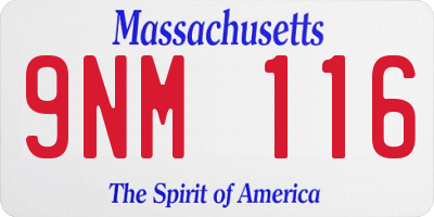 MA license plate 9NM116