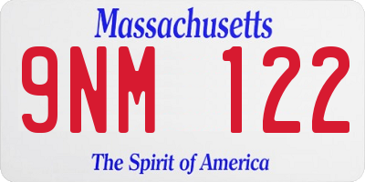 MA license plate 9NM122
