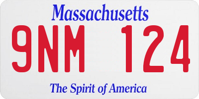 MA license plate 9NM124