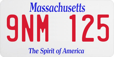 MA license plate 9NM125