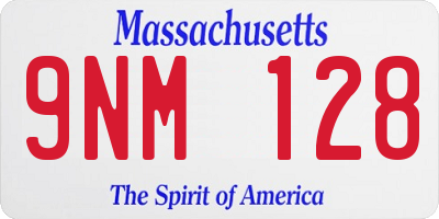 MA license plate 9NM128