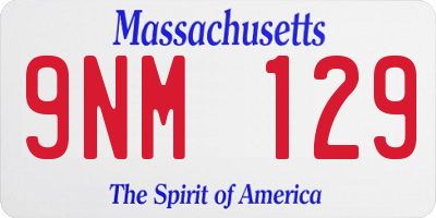 MA license plate 9NM129