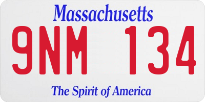 MA license plate 9NM134