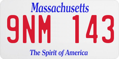 MA license plate 9NM143