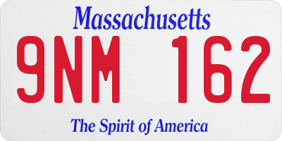 MA license plate 9NM162