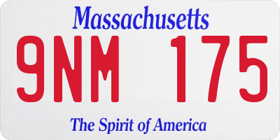 MA license plate 9NM175