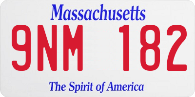 MA license plate 9NM182