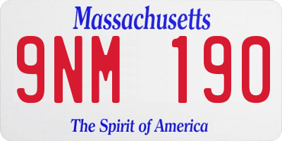 MA license plate 9NM190