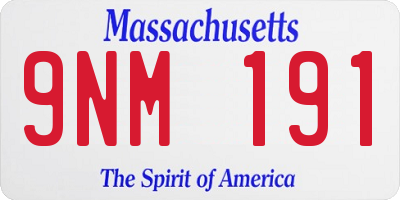 MA license plate 9NM191