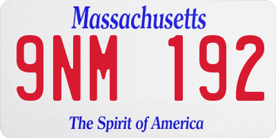MA license plate 9NM192