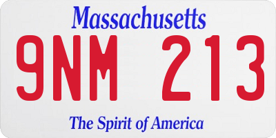 MA license plate 9NM213