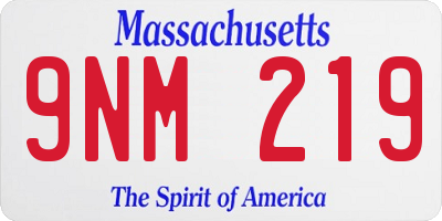 MA license plate 9NM219