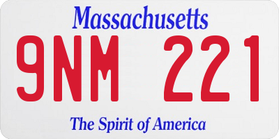 MA license plate 9NM221