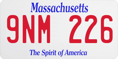 MA license plate 9NM226