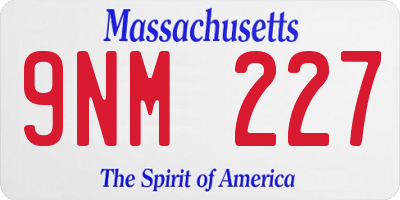 MA license plate 9NM227