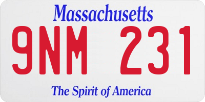 MA license plate 9NM231