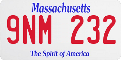 MA license plate 9NM232
