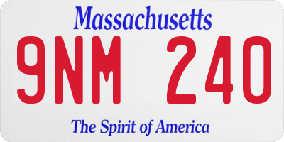 MA license plate 9NM240