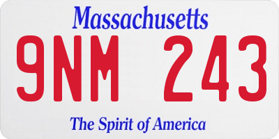 MA license plate 9NM243