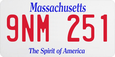 MA license plate 9NM251