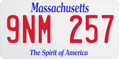 MA license plate 9NM257