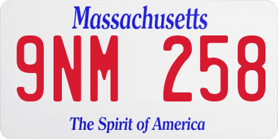 MA license plate 9NM258