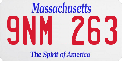 MA license plate 9NM263