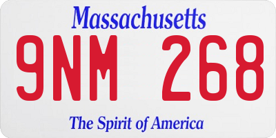 MA license plate 9NM268