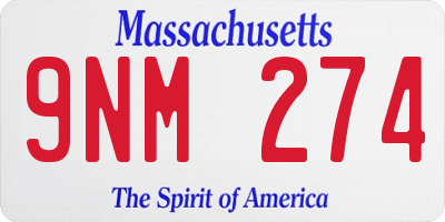 MA license plate 9NM274