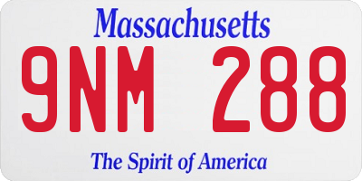 MA license plate 9NM288