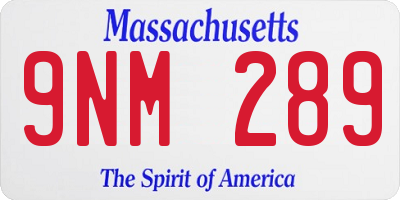 MA license plate 9NM289