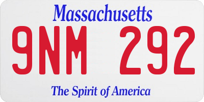 MA license plate 9NM292