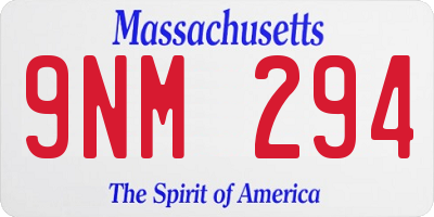 MA license plate 9NM294