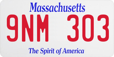MA license plate 9NM303
