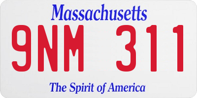 MA license plate 9NM311