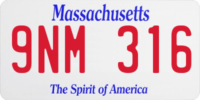 MA license plate 9NM316