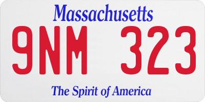 MA license plate 9NM323