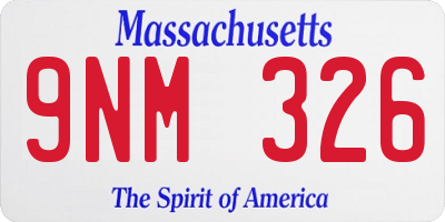 MA license plate 9NM326