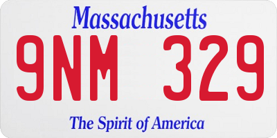 MA license plate 9NM329