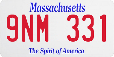 MA license plate 9NM331