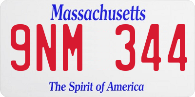 MA license plate 9NM344